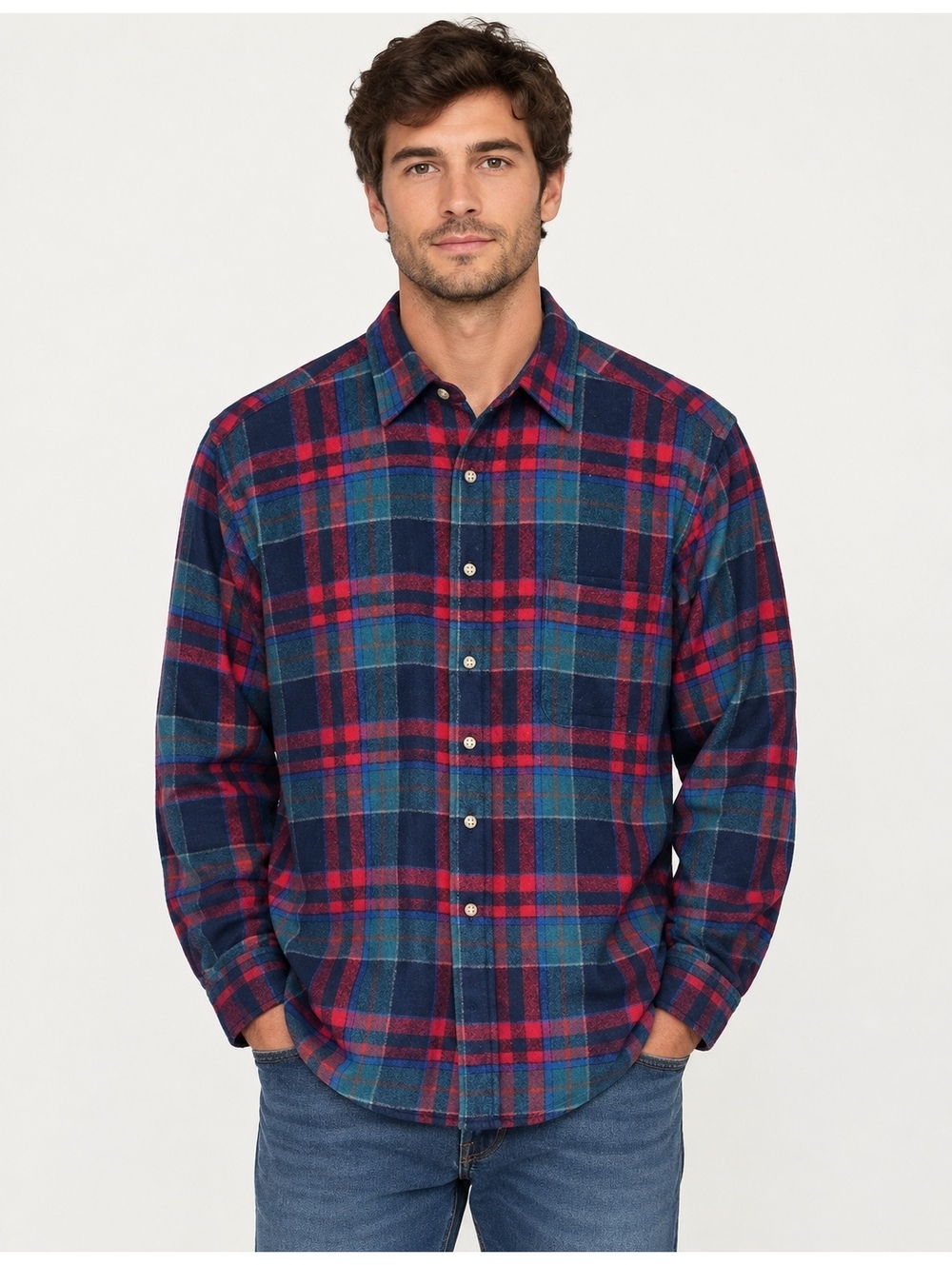 Pendleton Flannel Virgin Wool Plaid Button Up Classic Shirt Size Large Men's
